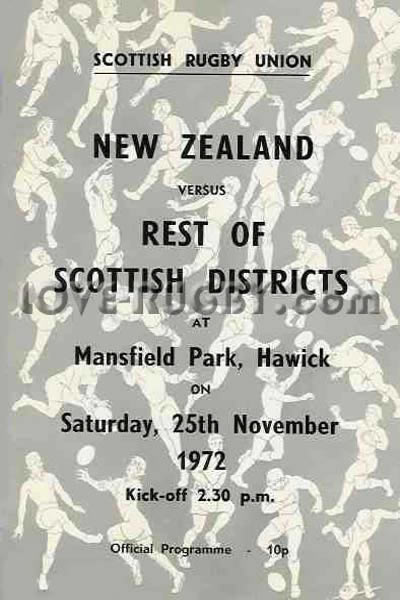 1972 Rest of Scottish Districts v New Zealand  Rugby Programme